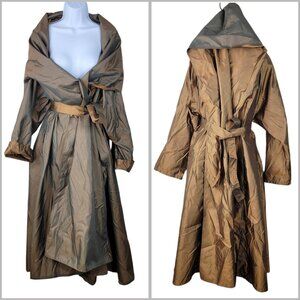 Bag It by MYCRA PAC Bronze Long Rain Coat Medium Large Reversible Duster Belted